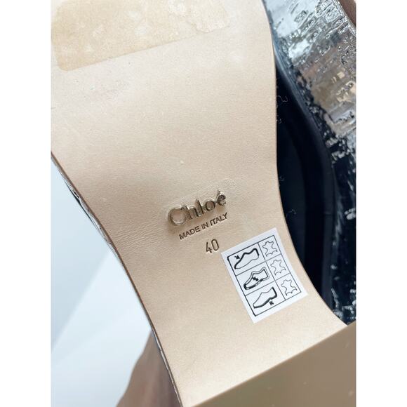 Chloé Oli Slip On Platform Wedge Mule Sandals Metallic Silver Black 40 - Picture 14 of 14